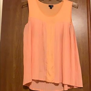 Peach color pleated tank top